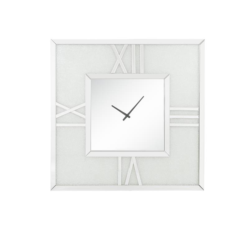 Bowery Hill Contemporary Wall Clock in Mirrored & Faux Diamonds
