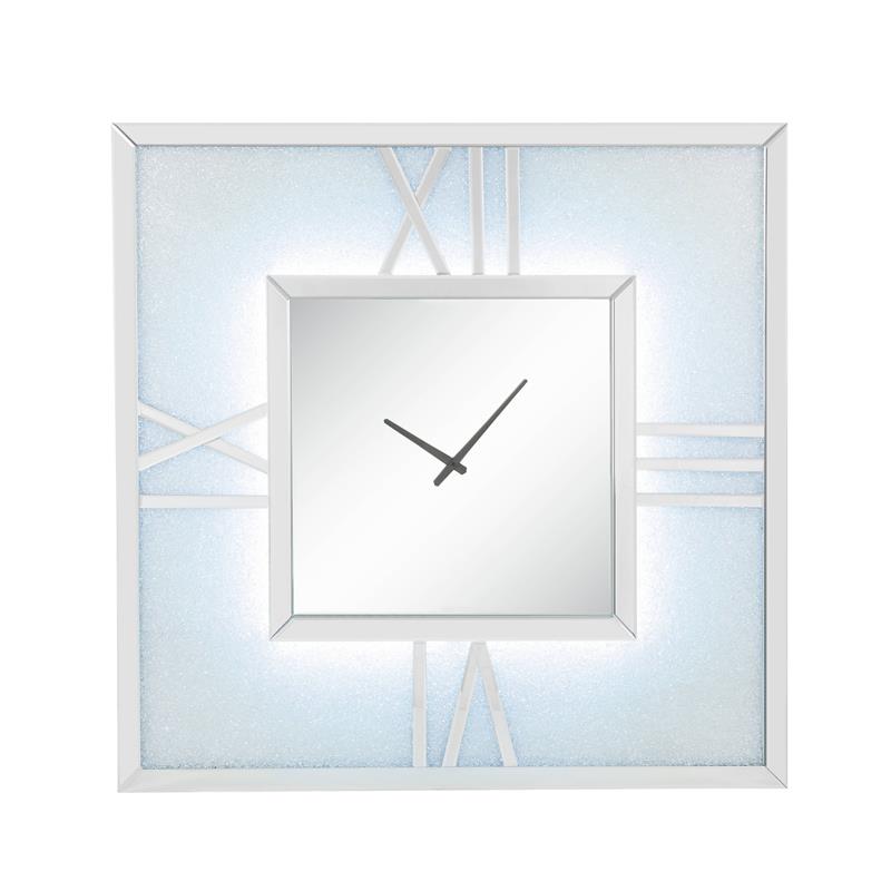Bowery Hill Contemporary Wall Clock in Mirrored & Faux Diamonds