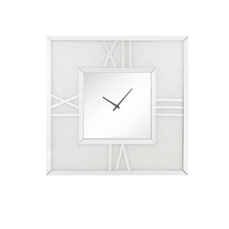 Bowery Hill Contemporary Wall Clock in Mirrored & Faux Diamonds