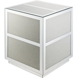 bowery hill contemporary end table in mirrored and faux diamonds
