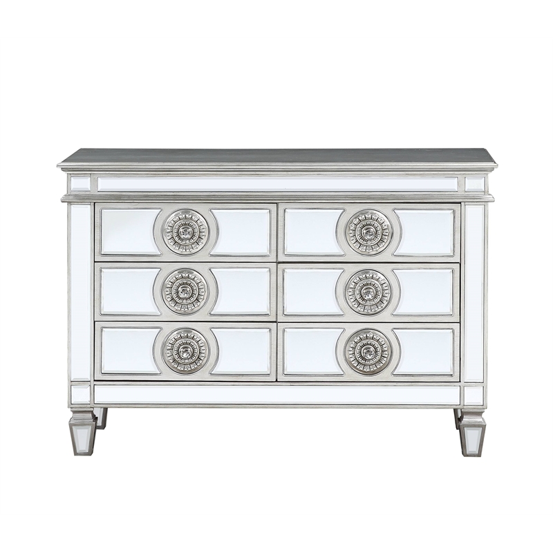 Bowery Hill Contemporary Server in Mirrored and Antique Platinum