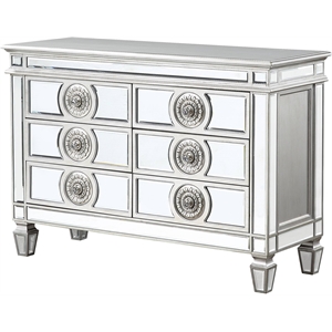 bowery hill contemporary server in mirrored and antique platinum