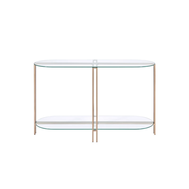 Bowery Hill Contemporary Sofa Table in Gold and Champagne Finish