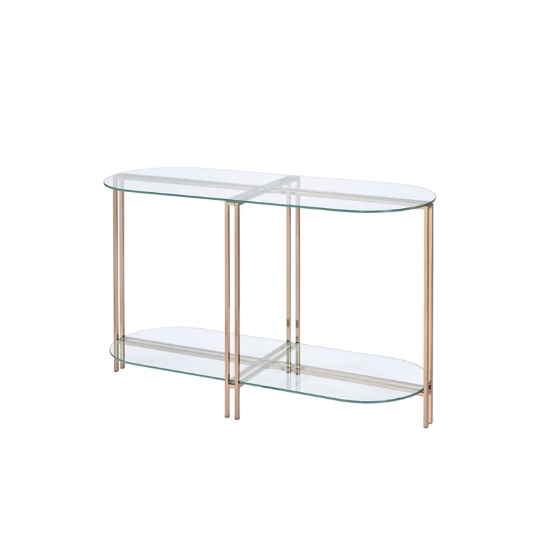 Bowery Hill Contemporary Sofa Table in Gold and Champagne Finish