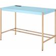 Bowery Hill Contemporary Writing Desk in Baby Blue & Gold Finish