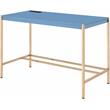 Bowery Hill Contemporary Writing Desk in Navy Blue & Gold Finish