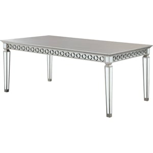 bowery hill rustic dining table in mirrored and antique platinum