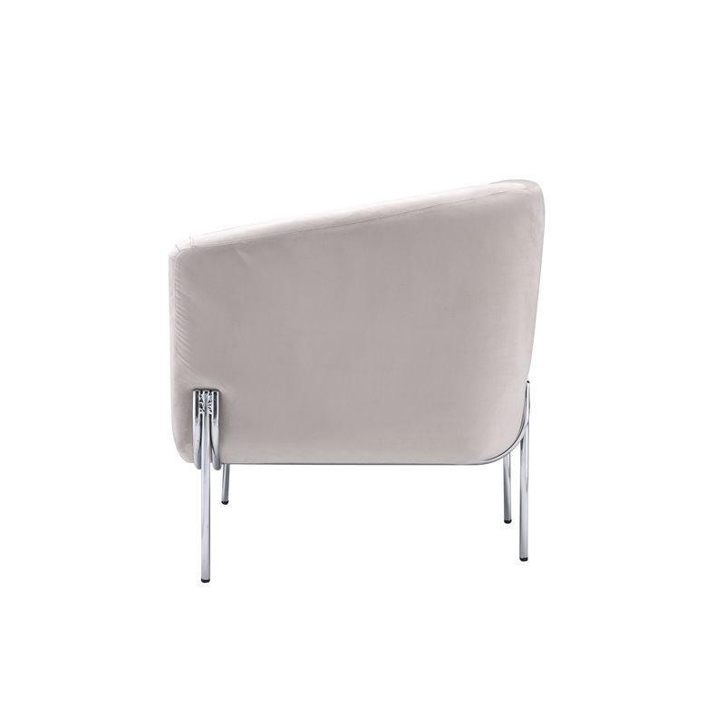 Bowery Hill Contemporary Accent Chair in Beige Velvet and Chrome