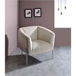 Bowery Hill Contemporary Accent Chair in Beige Velvet and Chrome