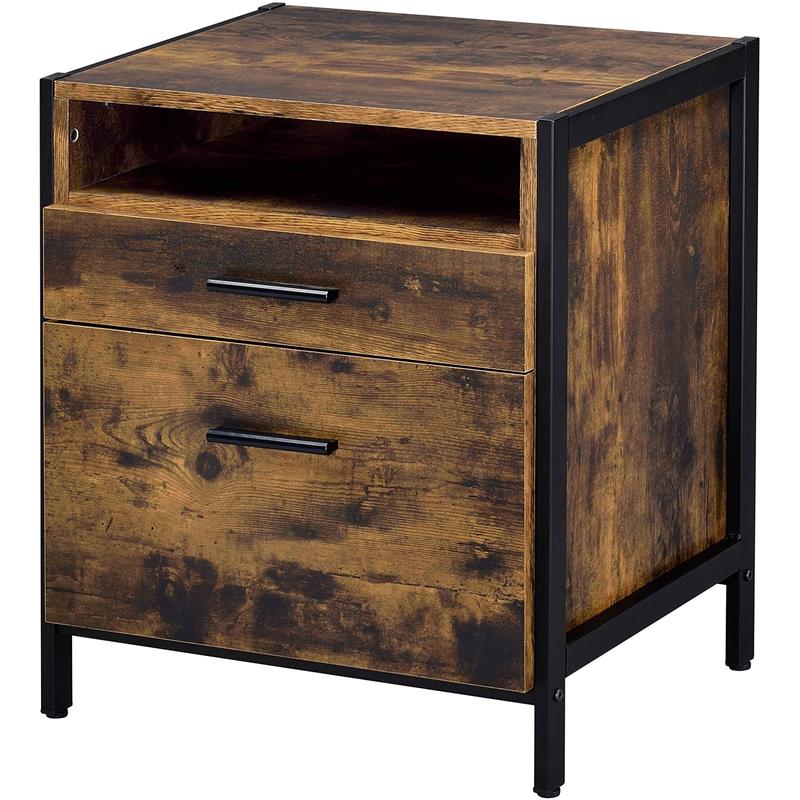 Bowery Hill Rustic Nightstand in Rustic Oak & Black Finish
