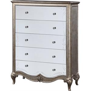 bowery hill traditional chest in antique champagne silver finish