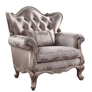 bowery hill traditional chair with 1 pillow in fabric & champagne