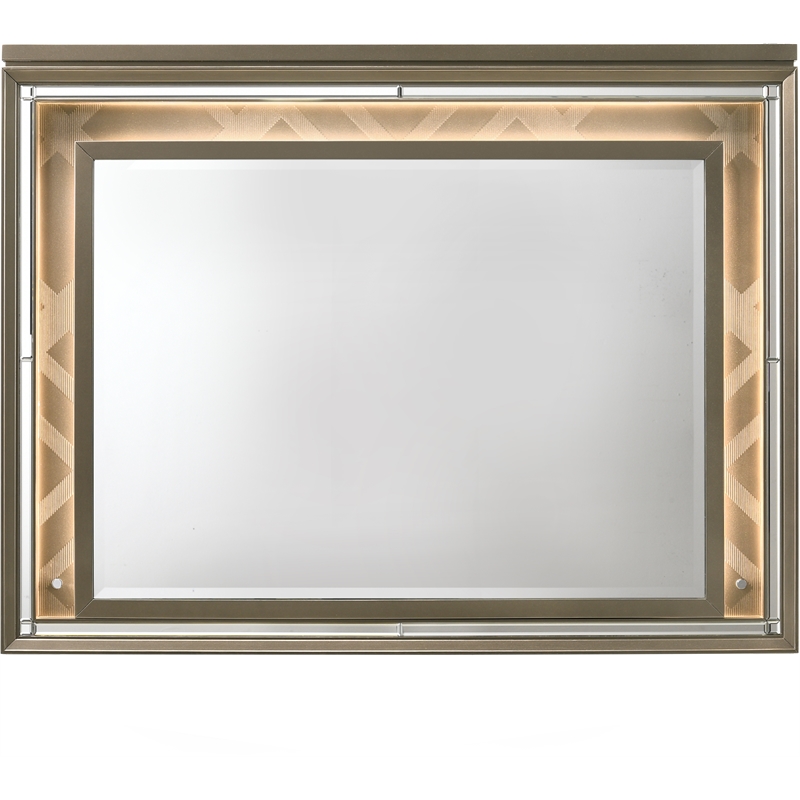 Bowery Hill Contemporary Mirror with LED in LED and Dark Champagne