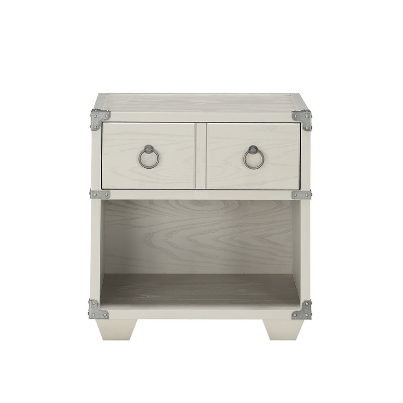 Bowery Hill Transitional 1 Drawer Nightstand with USB Dock in Gray