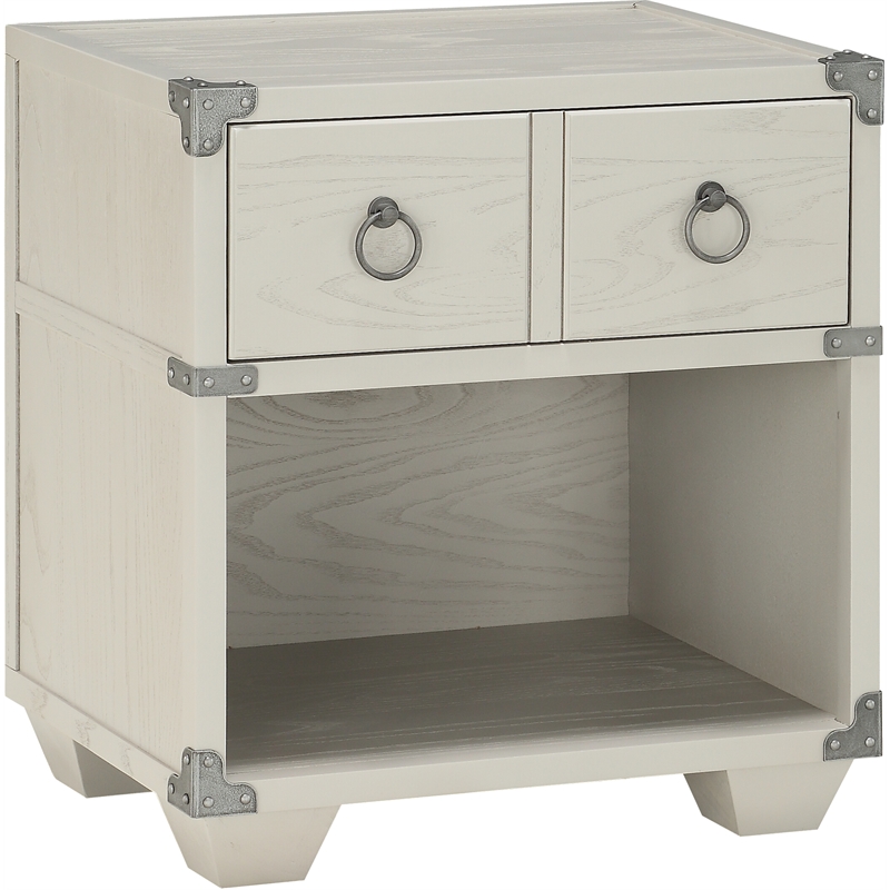 Bowery Hill Transitional 1 Drawer Nightstand with USB Dock in Gray