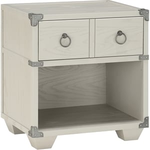 bowery hill transitional 1 drawer nightstand with usb dock in gray