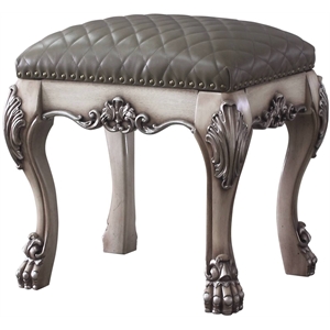 Bowery Hill Contemporary Vanity Stool in Vintage Bone White and PU