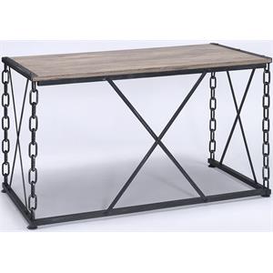 bowery hill contemporary console table in rustic oak & black finish