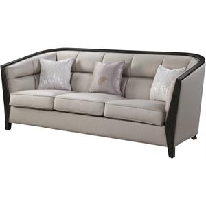 Bowery Hill Contemporary Fabric Sofa with 3 pillows in Beige Fabric