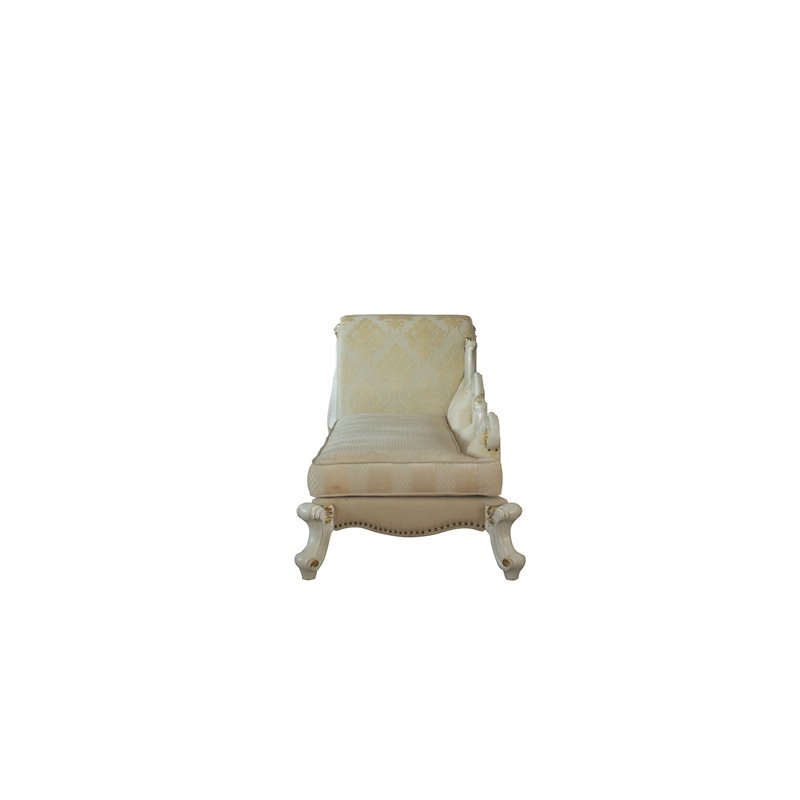Bowery Hill Traditional Chaise w/ Pillows in Antique Pearl & Fabric