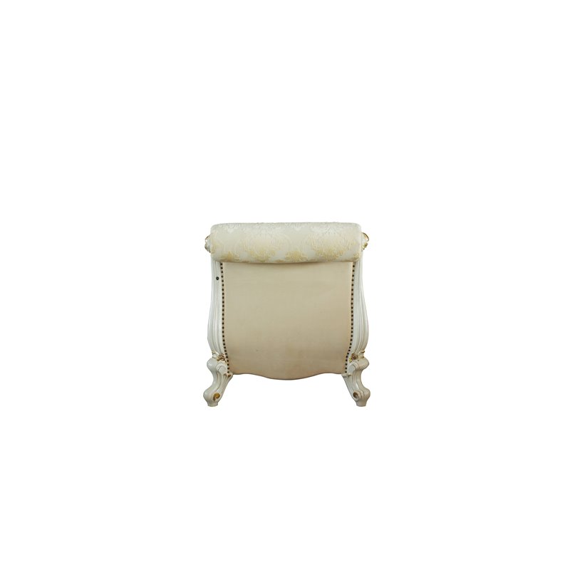 Bowery Hill Traditional Chaise w/ Pillows in Antique Pearl & Fabric