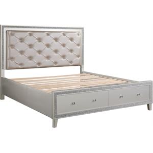 bowery hill modern california king bed in pu & champagne finish