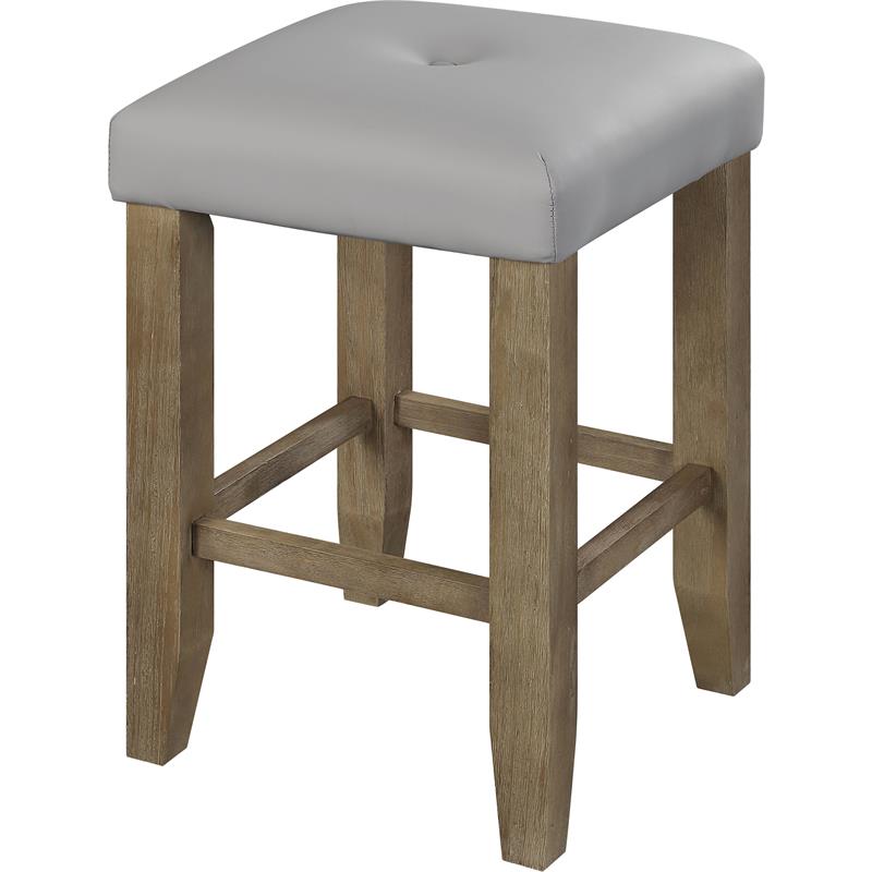 Bowery Hill Transitional Counter Height Stool in Gary PU & Oak Finish