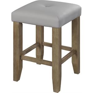 Bowery Hill Transitional Counter Height Stool in Gary PU & Oak Finish