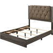 Bowery Hill Transitional Fabric/Wood Eastern King Bed in Rustic Gray Oak