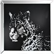 Bowery Hill Contemporary Glass Square Wall Art in Mirrored/Faux Crystal Leopard