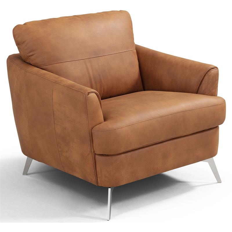Bowery Hill Modern Leather Upholstered Accent Arm Chair in Cappuchino