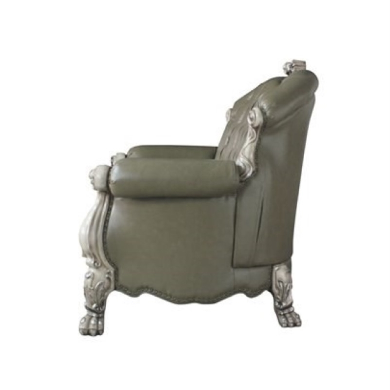 Bowery Hill Traditional Loveseat with Pillows in Vintage Bone White and PU