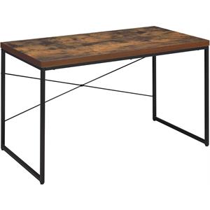 bowery hill contemporary console table in weathered oak & black finish