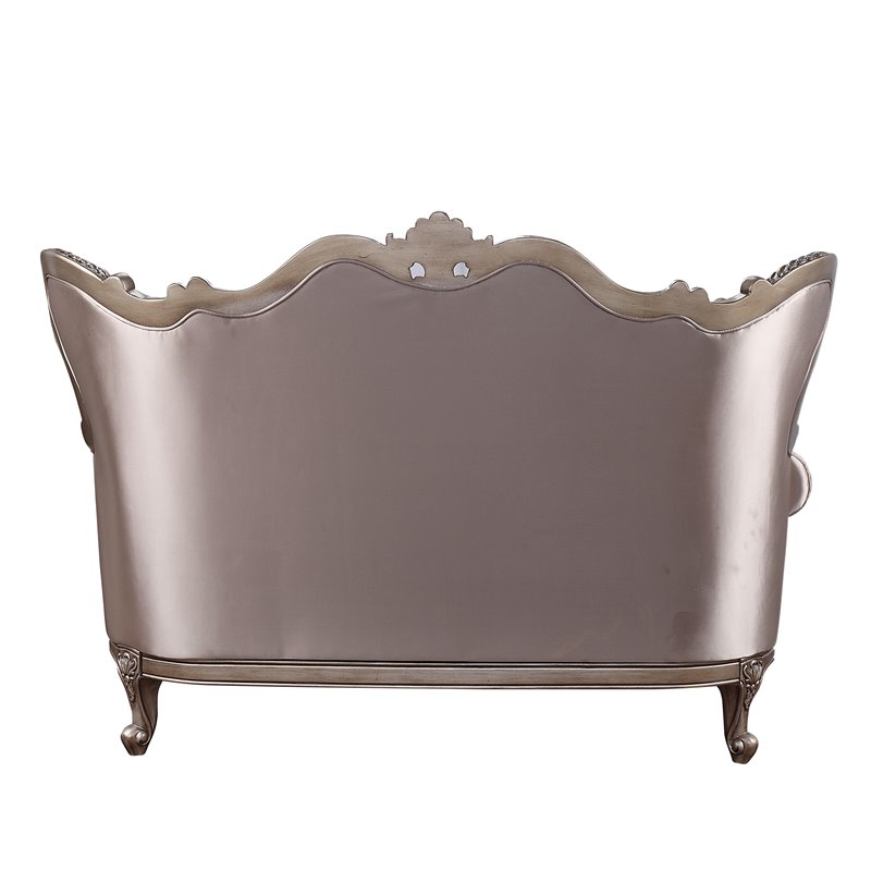 Bowery Hill Traditional Loveseat with 2 Pillows in Fabric & Champagne