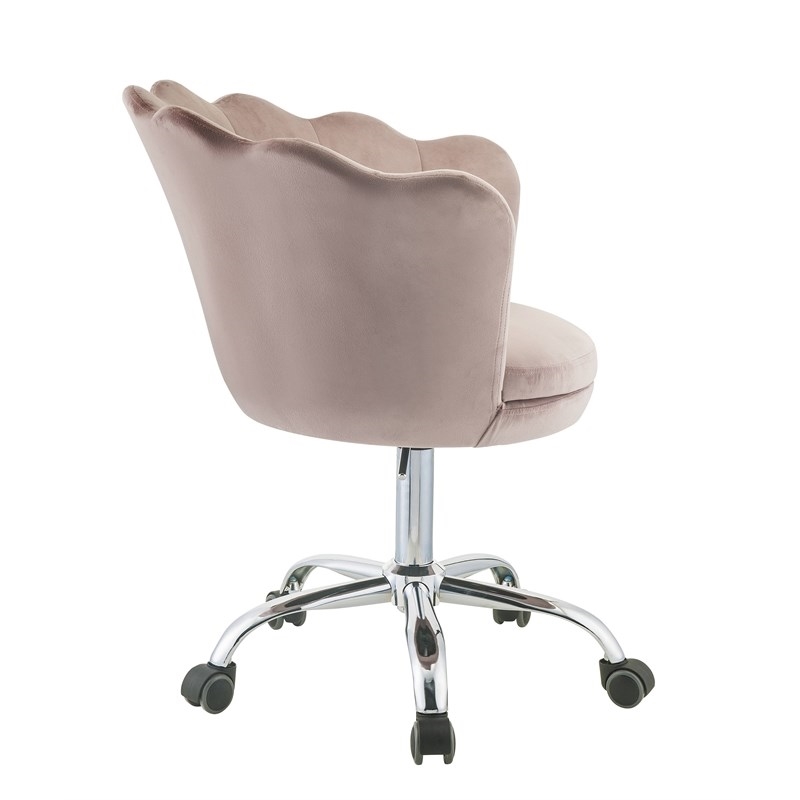 Bowery Hill Modern Office Chair in Rose Quartz Velvet and Chrome