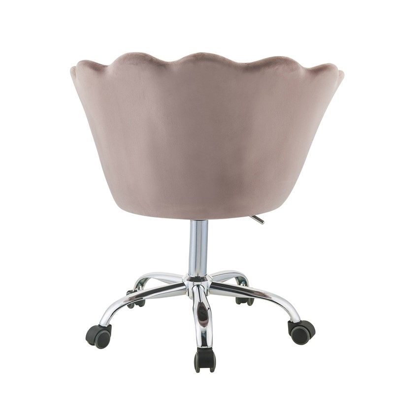 Bowery Hill Modern Office Chair in Rose Quartz Velvet and Chrome