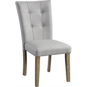 bowery hill transitional side chair in gary pu & oak finish (set of 2)