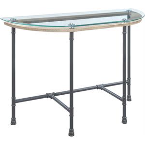 Bowery Hill Contemporary Sofa Table in Clear Glass & Sandy Gray Finish