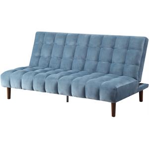 bowery hill modern adjustable sofa in teal velvet & dark walnut finish