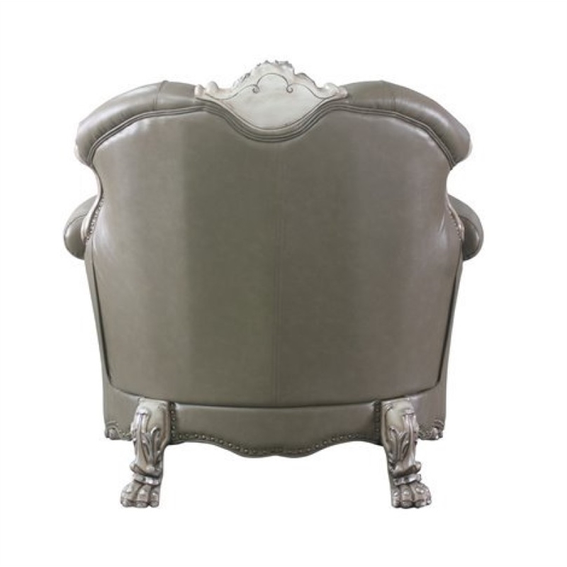 Bowery Hill Traditional Chair with Pillow in Vintage Bone White and PU