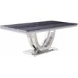Bowery Hill Modern Dining Table in Faux Marble & Mirrored Silver Finish
