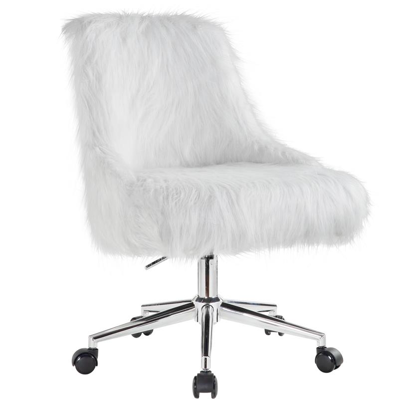 White fur office chair hot sale