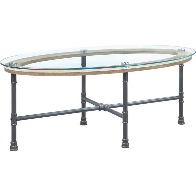 Bowery Hill Contemporary Coffee Table in Clear Glass & Sandy Gray Finish