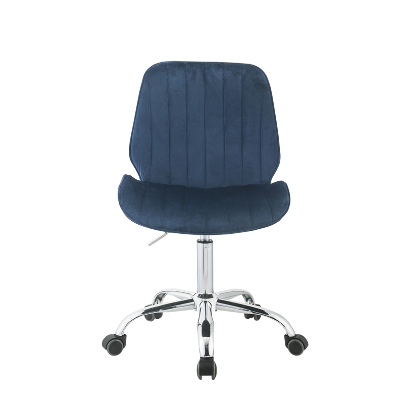 Bowery Hill Modern Office Chair in Twilight Blue Velvet and Chrome