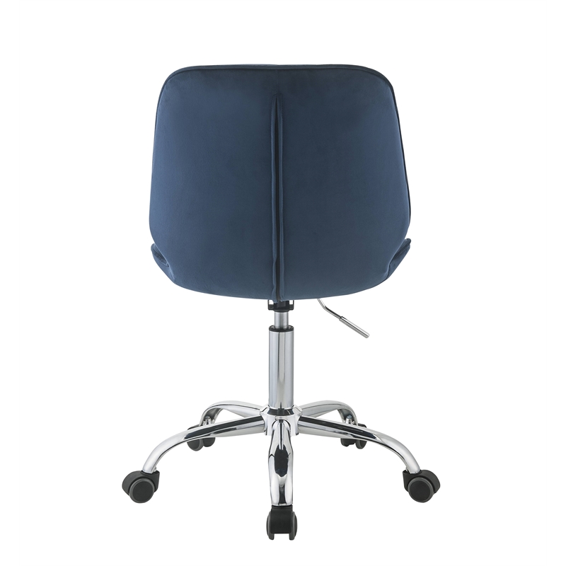 Bowery Hill Modern Office Chair in Twilight Blue Velvet and Chrome