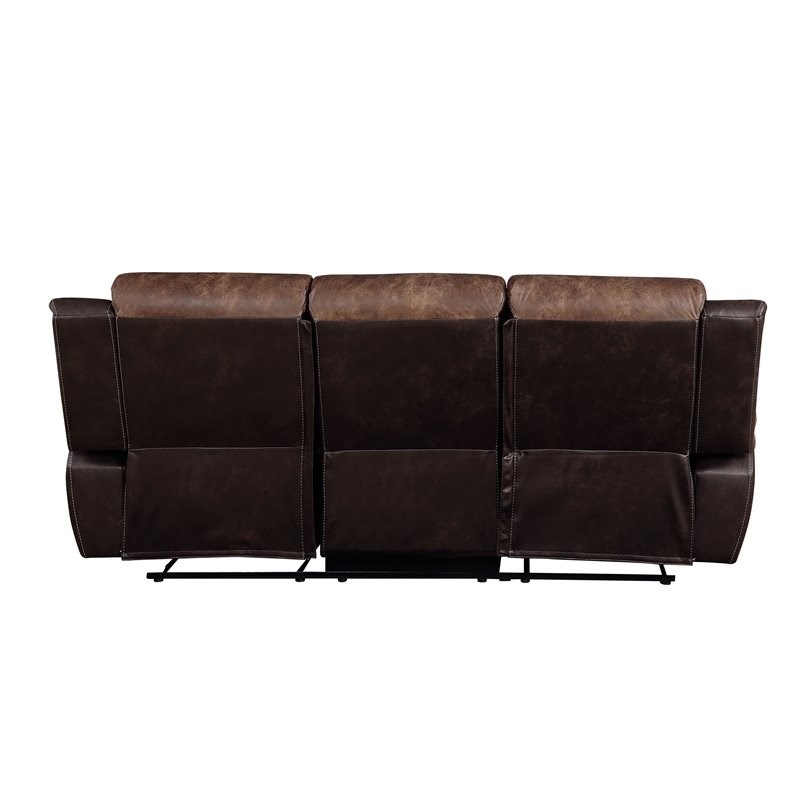 Bowery Hill Contemporary Sofa in Toffee and Espresso Polished Microfiber