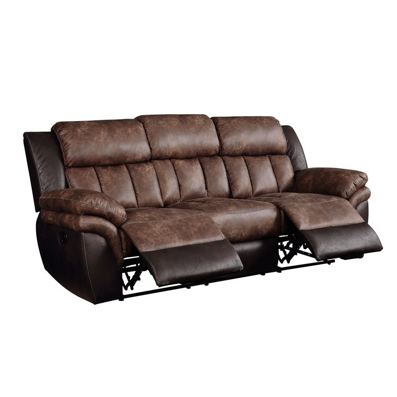 Bowery Hill Contemporary Sofa in Toffee and Espresso Polished Microfiber