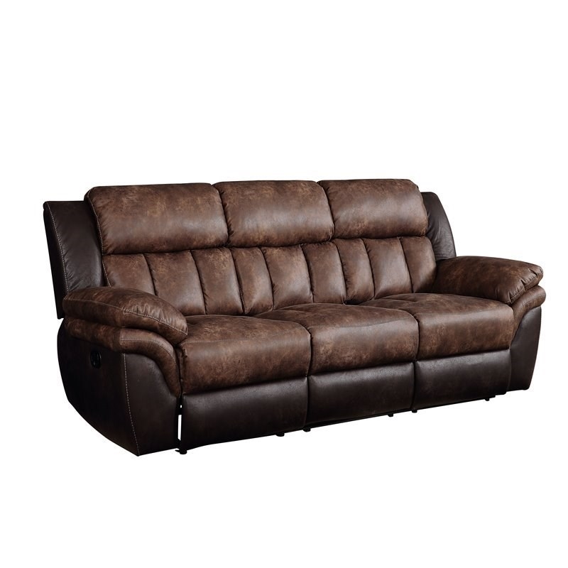 Bowery Hill Contemporary Sofa in Toffee and Espresso Polished Microfiber