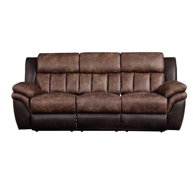 Bowery Hill Contemporary Sofa in Toffee and Espresso Polished Microfiber