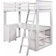 Bowery Hill Contemporary Loft Bed with Chest Desk & Bookcase in Light Gray